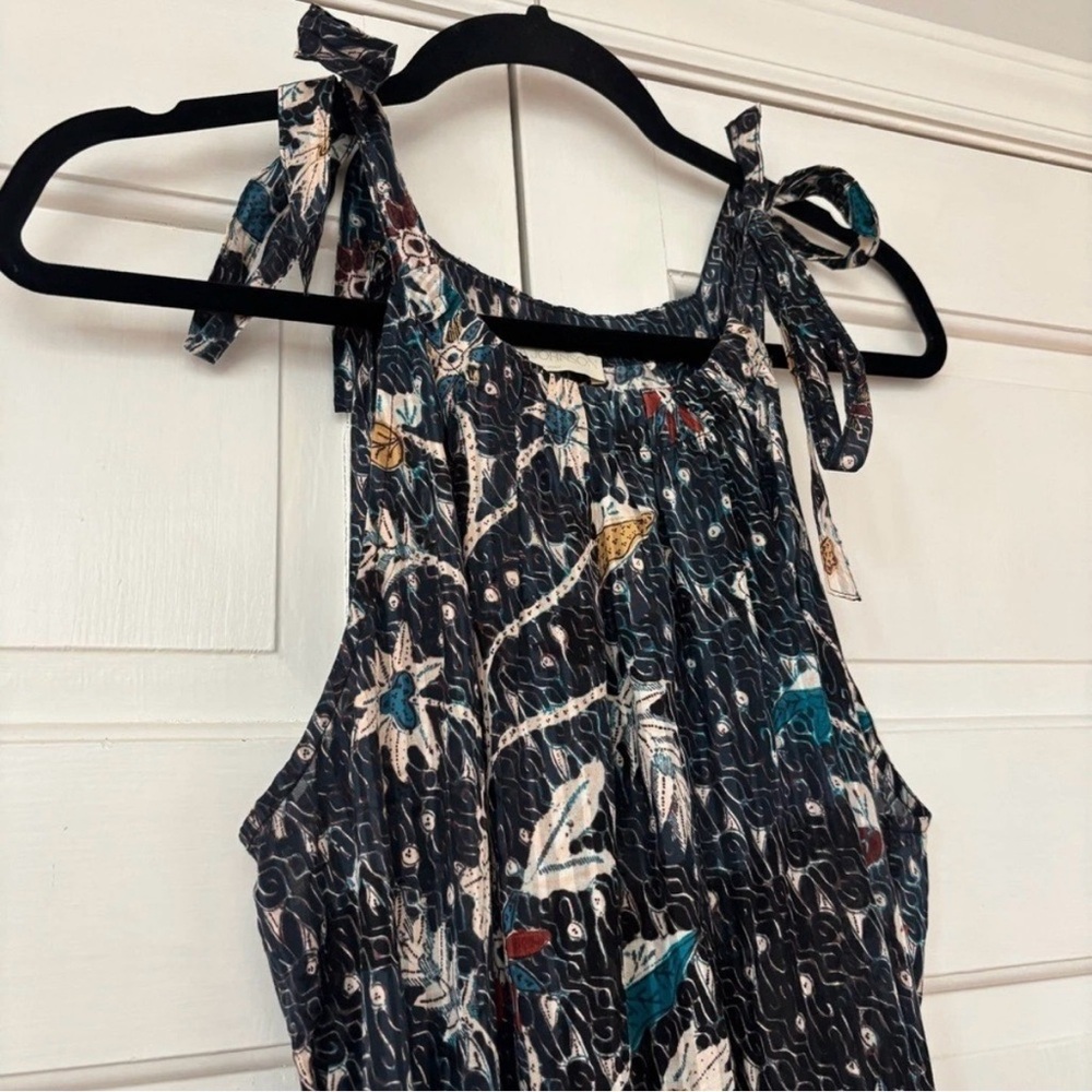 Ulla Johnson Mariam Midi Dress Floral Batik Jet Navy Blue‎ Halter Size 2 Flowy - Picture 7 of 16